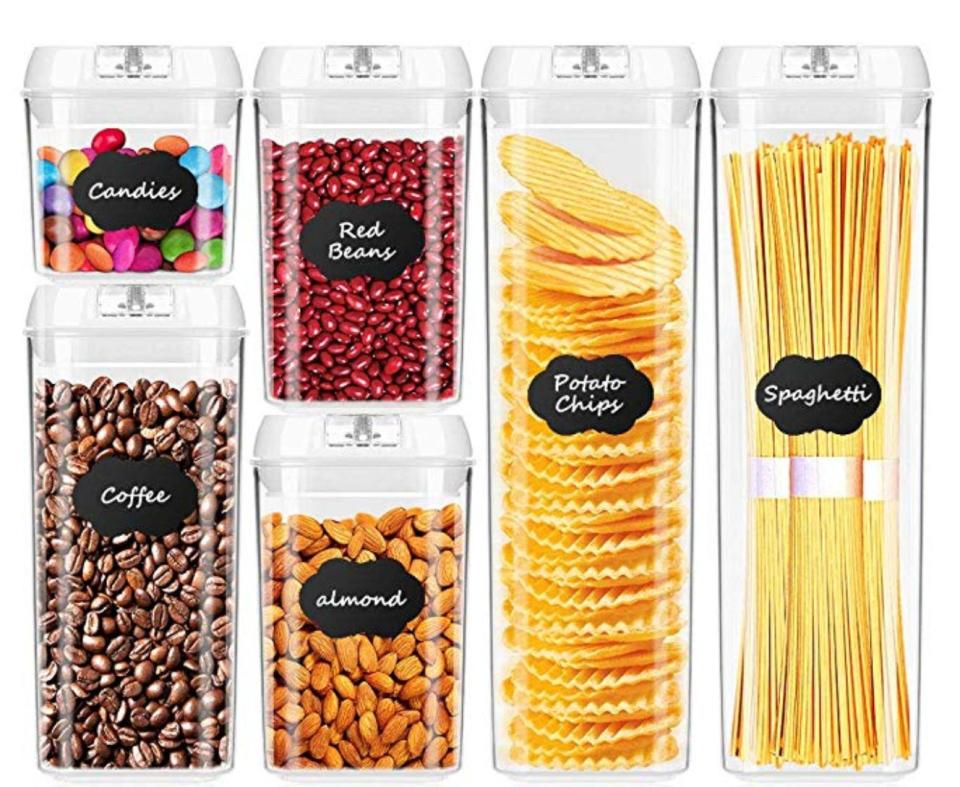 Finally make your pantry look like something from Pinterest with these <strong><a href="https://amzn.to/2loTR4V" target="_blank" rel="noopener noreferrer">food storage containers with chalk board labels</a></strong>. They'll be 21% off on July 16.&nbsp;<br /><br /><strong><a href="https://amzn.to/2loTR4V" target="_blank" rel="noopener noreferrer">SHOP THE STORAGE CONTAINERS HERE</a></strong>