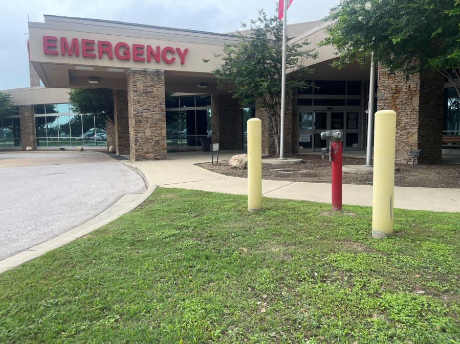 Before it began installing bollards at its entrance, Cedar Park Regional Medical Center did use bollards to protect what appears to be a water pipe (Courtesy Howry, Breen & Herman)