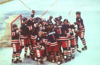 <p>While it might’ve been the game that would remain in the history books, the win over the Soviets didn’t win the gold for Team USA. For that, they had to go on and beat Finland. This is their celebration after securing the gold medal for just the second time ever. </p>