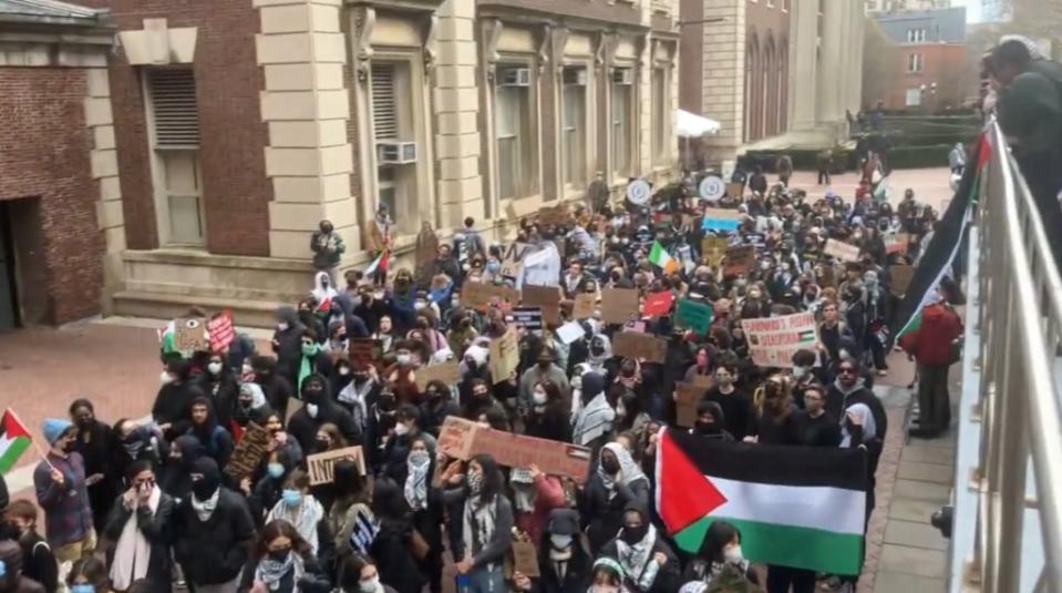An anti-Israel protest at Columbia University. Columbia University Antisemitism