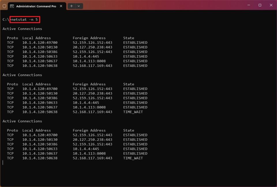 netstat interval command