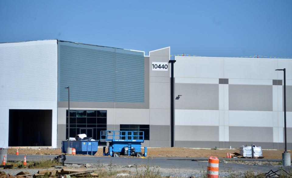 The future Conair distribution center, being developed by Trammell Crow, is seen from Sterling Avenue, looking at the front of the building facing Downsville Pike, on Tuesday. Gov. Wes Moore's office announced Conair would be moving into the collective 2.1 million square feet of warehouse space across from the Washington County Public Schools headquarters, bringing with it 700 jobs.