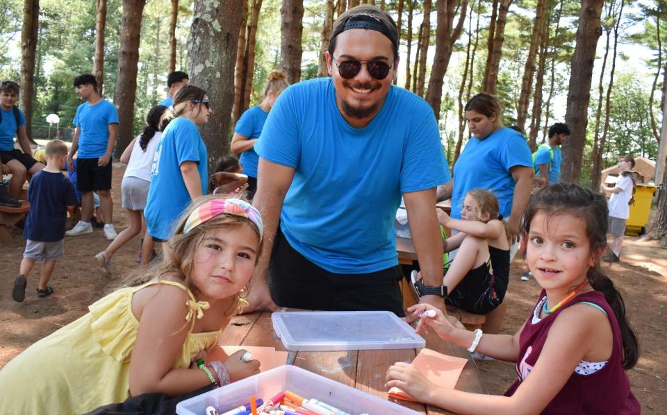 Ethan Lazaro, a 2019 Somerset Berkley Regional High School graduate, with campers Greyson Pacheco and Arianna Machado. Lazaro said he's learned that each camper is different, despite the same type 1 diabetes diagnosis.