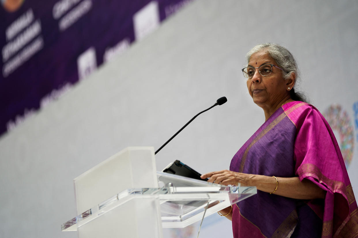 India&#x002019;s Finance Minister Nirmala Sitharaman. (Elizabeth Frantz/Reuters)