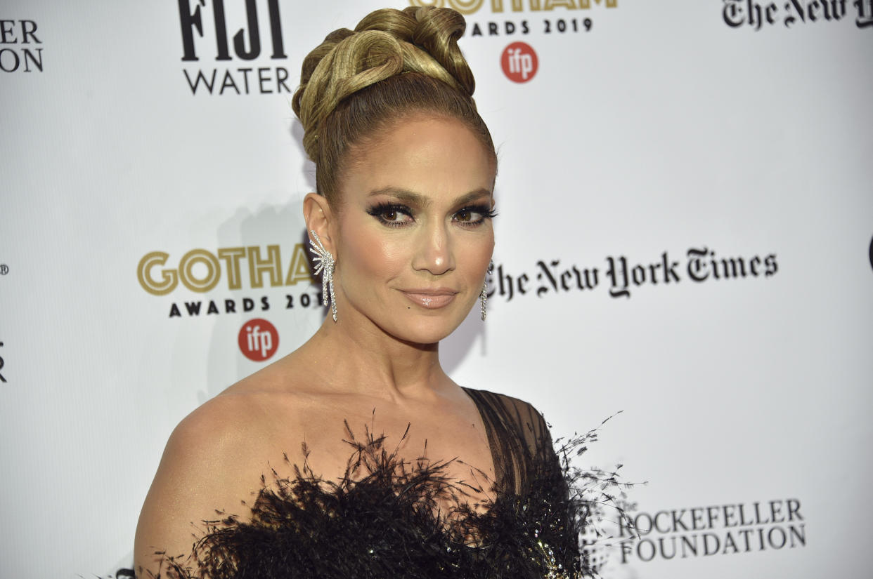 Jennifer Lopez attends the Independent Filmmaker Project's 29th annual IFP Gotham Awards at Cipriani Wall Street on Monday Dec. 2, 2019, in New York. (Photo by Evan Agostini/Invision/AP)