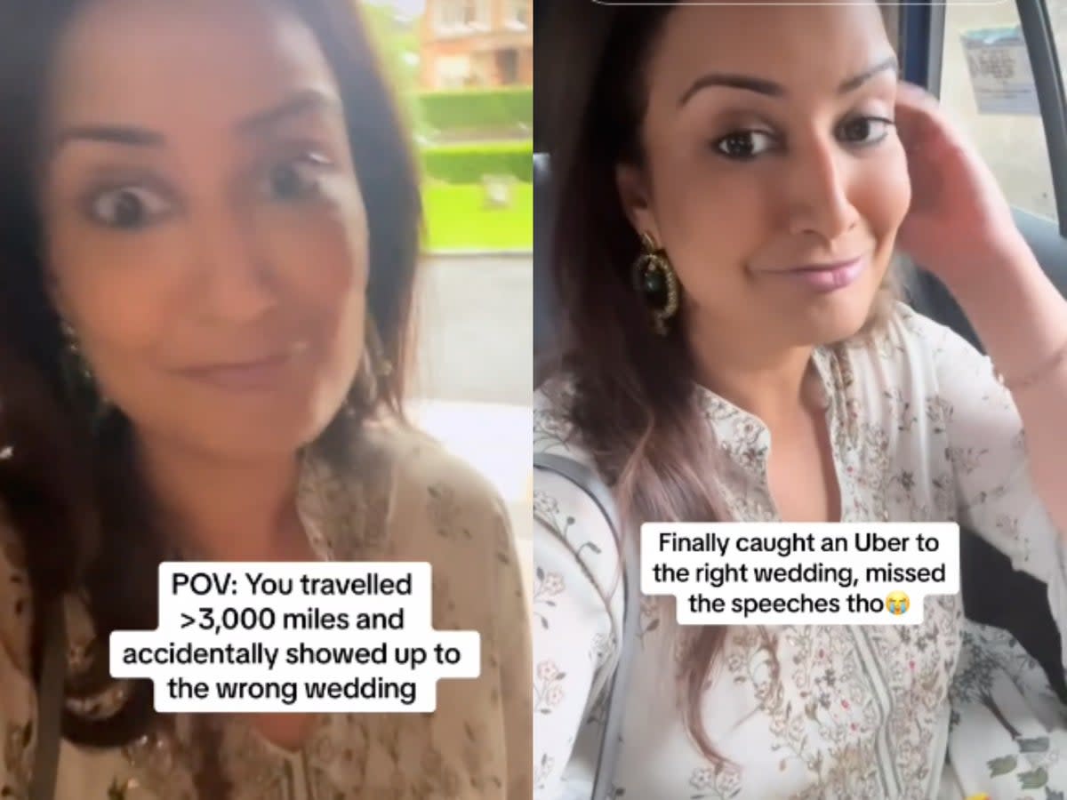 A woman travelled 3,000 miles for her friend’s wedding but ended up at the wrong venue (TikTok/Arti Mala)