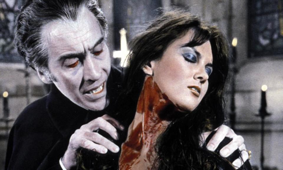 Christopher Lee and Caroline Munro in Dracula A.D. 1972.