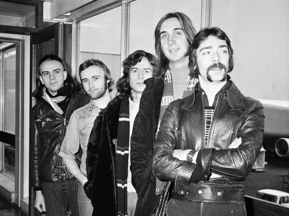 British rock group Genesis: Peter Gabriel, Phil Collins, Tony Banks, Mike Rutherford and Steve Hackett (Getty)