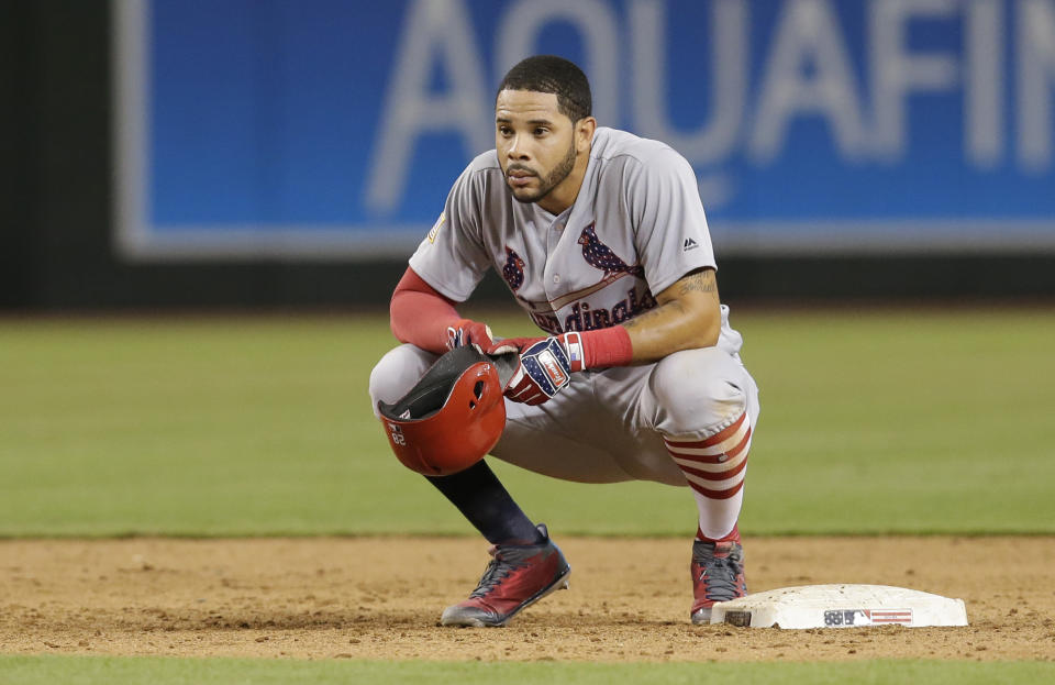 Outfielder Tommy Pham is saying goodbye to the Cardinals and hello to the Rays. (AP Photo/Rick Scuteri)