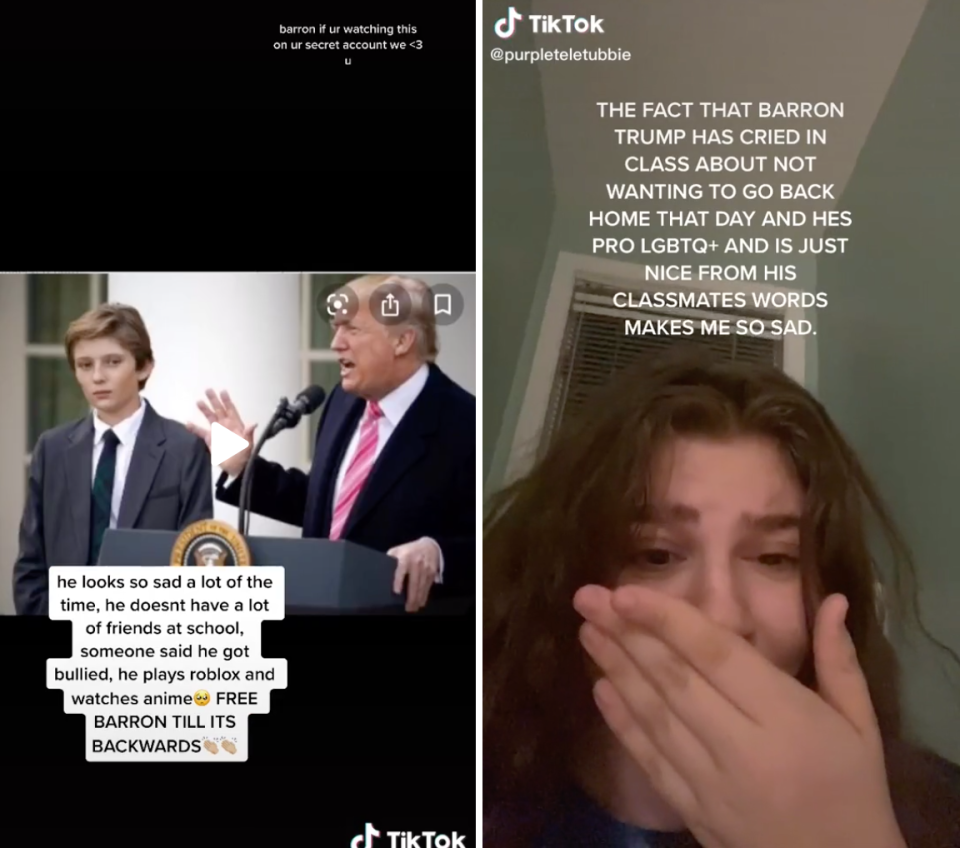 Screenshots of savebarron2020 TikTok videos