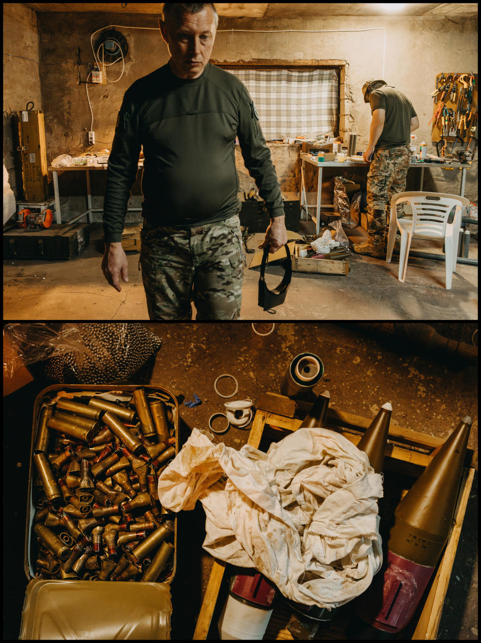 Soldiers prepare FPV drones for their colleagues on the front lines at a drone manufacturing facility for the 47th Brigade in the Zaporizhzhia region of Ukraine Sept. 17. (Photo for The Washington Post by Wojciech Grzedzinski)