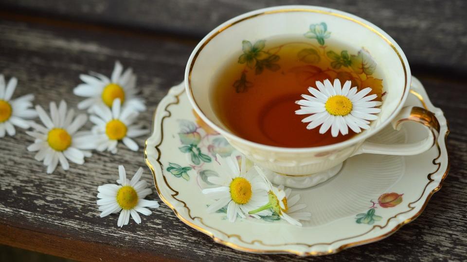 <p> Tea is generally to be avoided late at night, as it contains caffeine which is a stimulant that can interfere with sleep. Chamomile tea, however, is a good alternative as it contains apigenin, a chemical compound that binds to specific receptors in your brain that decrease anxiety and initiate sleep. In&#xA0;<a href="https://www.jstage.jst.go.jp/article/bpb/28/5/28_5_808/_article" rel="nofollow noopener" target="_blank" data-ylk="slk:one study" class="link ">one study</a>, chamomile extract was found to help sleep-disturbed rats fall asleep. </p>