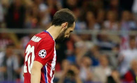 Soccer Football - Atletico Madrid v Real Madrid - UEFA Champions League Final - San Siro Stadium, Milan, Italy - 28/5/16 Atletico Madrid's Juanfran looks dejected after missing during the penalty shootout Reuters / Stefano Rellandini Livepic EDITORIAL USE ONLY.