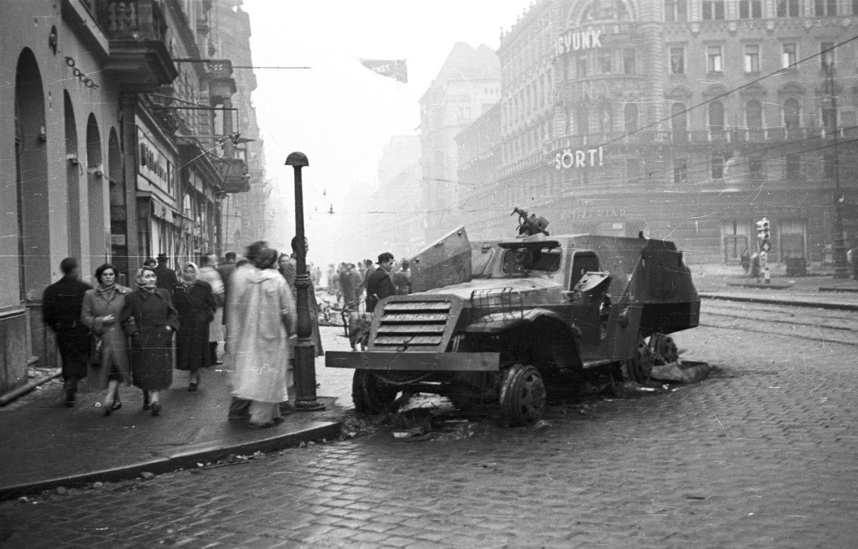 btr 152 knocked out during the hungarian revolution of 1956