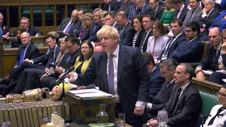 Prime Minister Boris Johnson speaks during Prime Minister's Questions in the House of Commons this week. (PA)