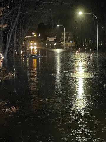 <p>Norwood Fire Department/Facebook</p> Driver rescued from Massachusetts floodwaters