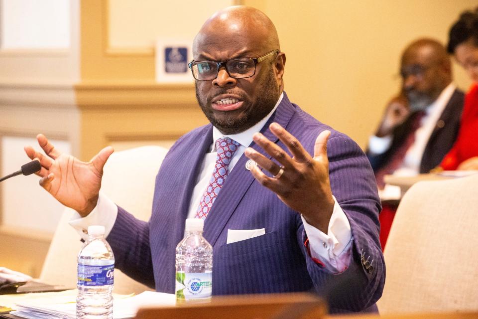 Dr. Tony Allen, President of Delaware State University, attends DSU's state budget hearing at Legislative Hall in Dover, Thursday, Feb. 2, 2023.