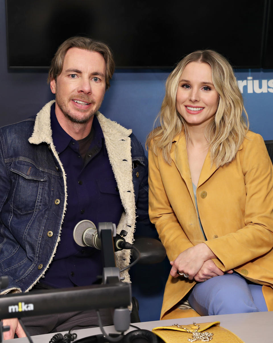 Dax Shepard and Kristen Bell visit the SiriusXM Studios on February 25, 2019 in New York City.  (Photo by Cindy Ord/Getty Images)