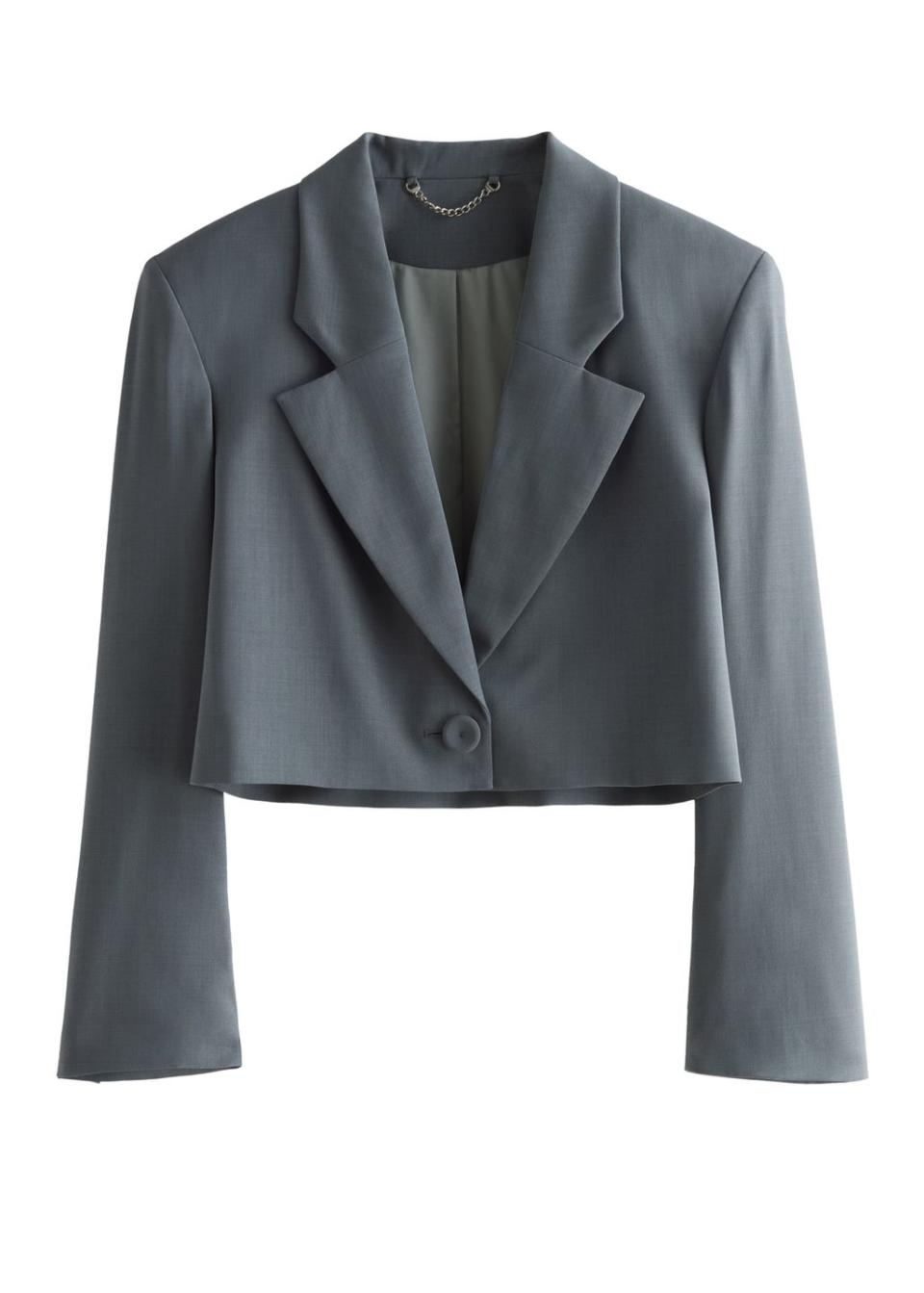 <p>Blazer, £135</p><p><a class="link " href="https://go.redirectingat.com?id=127X1599956&url=https%3A%2F%2Fwww.stories.com%2Fen_gbp%2Fco-lab-coming-soon.html&sref=https%3A%2F%2Fwww.redonline.co.uk%2Ffashion%2Fshopping%2Fg36115803%2Fand-other-stories-rejina-pyo%2F" rel="nofollow noopener" target="_blank" data-ylk="slk:SHOP & OTHER STORIES;elm:context_link;itc:0;sec:content-canvas">SHOP & OTHER STORIES</a></p>