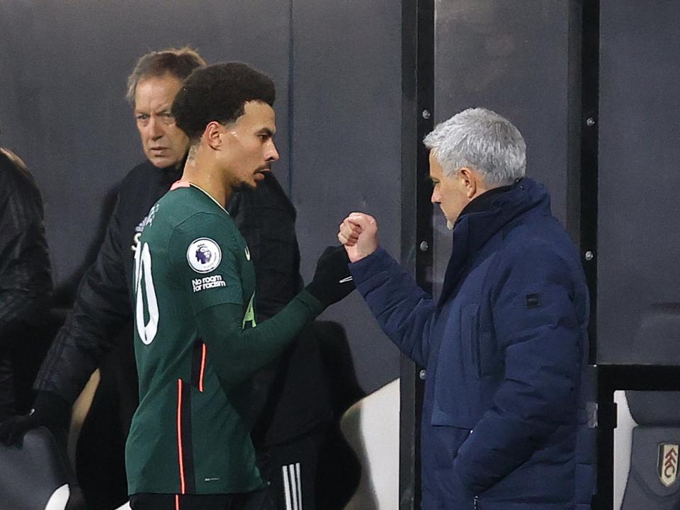 Tottenham midfielder Dele Alli and manager Jose Mourinho (Tottenham Hotspur FC via Getty I)