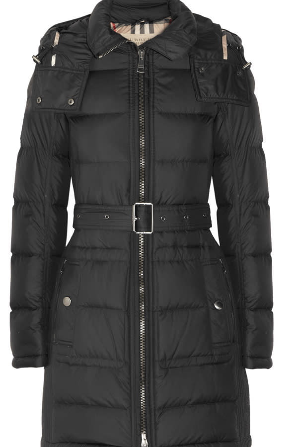 Snow style: Burberry have got winter wrapped up in this fashionable quilted parka