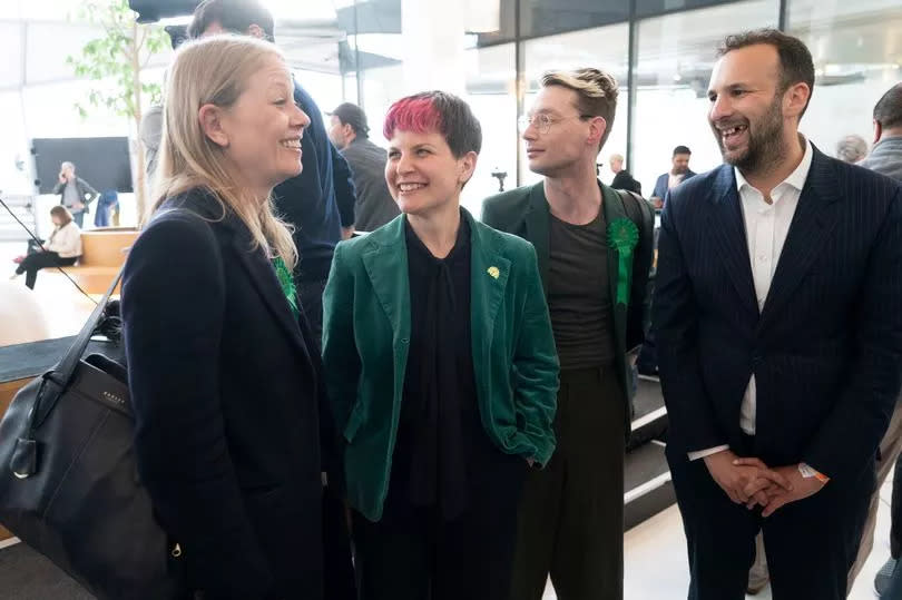 Green party Mayor of London election candidate Zoe Garbett (second left) at City Hall
