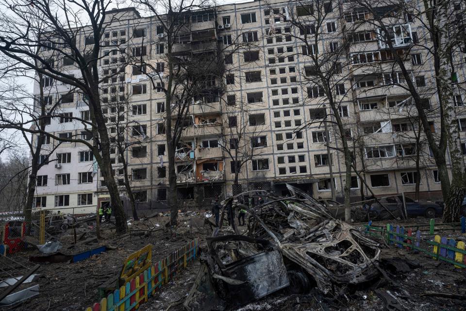 Cars were destroyed during the attack (AP)