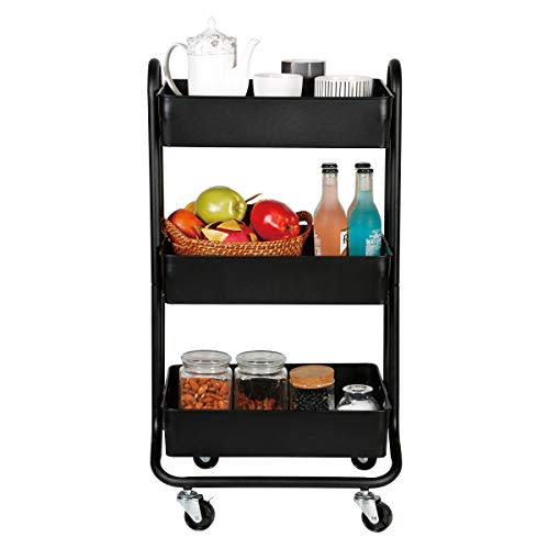 DESIGNA 3 Tier Metal Rolling Utility Storage Carts Little Organization Cart with Wheels for Off…