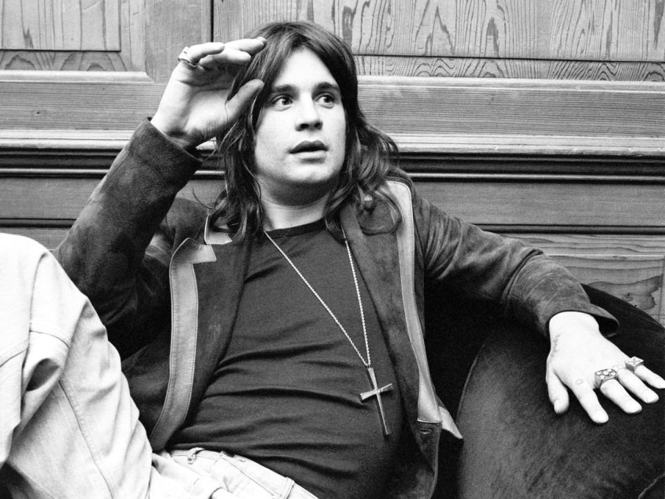 Ozzy Osbourne discussing Black Sabbath’s album ‘Sabotage’ at the Bronze Records offices, 1975 (Shutterstock)