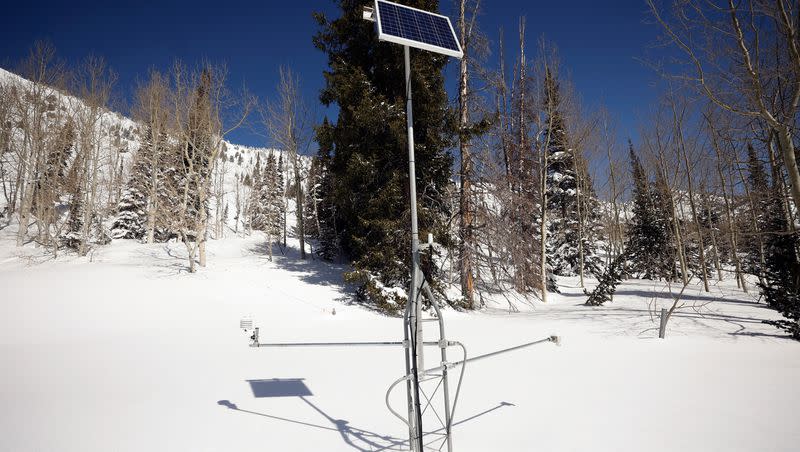 The Atwater snowpack site in Alta, operated by the Natural Resources Conservation Service, is pictured on March 16. The site is a part of the Provo-Utah Lake-Jordan snowpack basin, which broke a record for its highest snowpack this year.