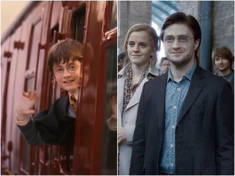 Last scenes of first and last Harry Potter movies