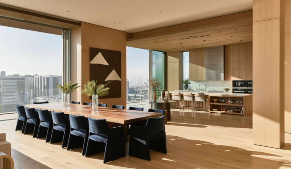 Dining view of penthouse in West Hollywood that sold for a record-breaking $24 million.
