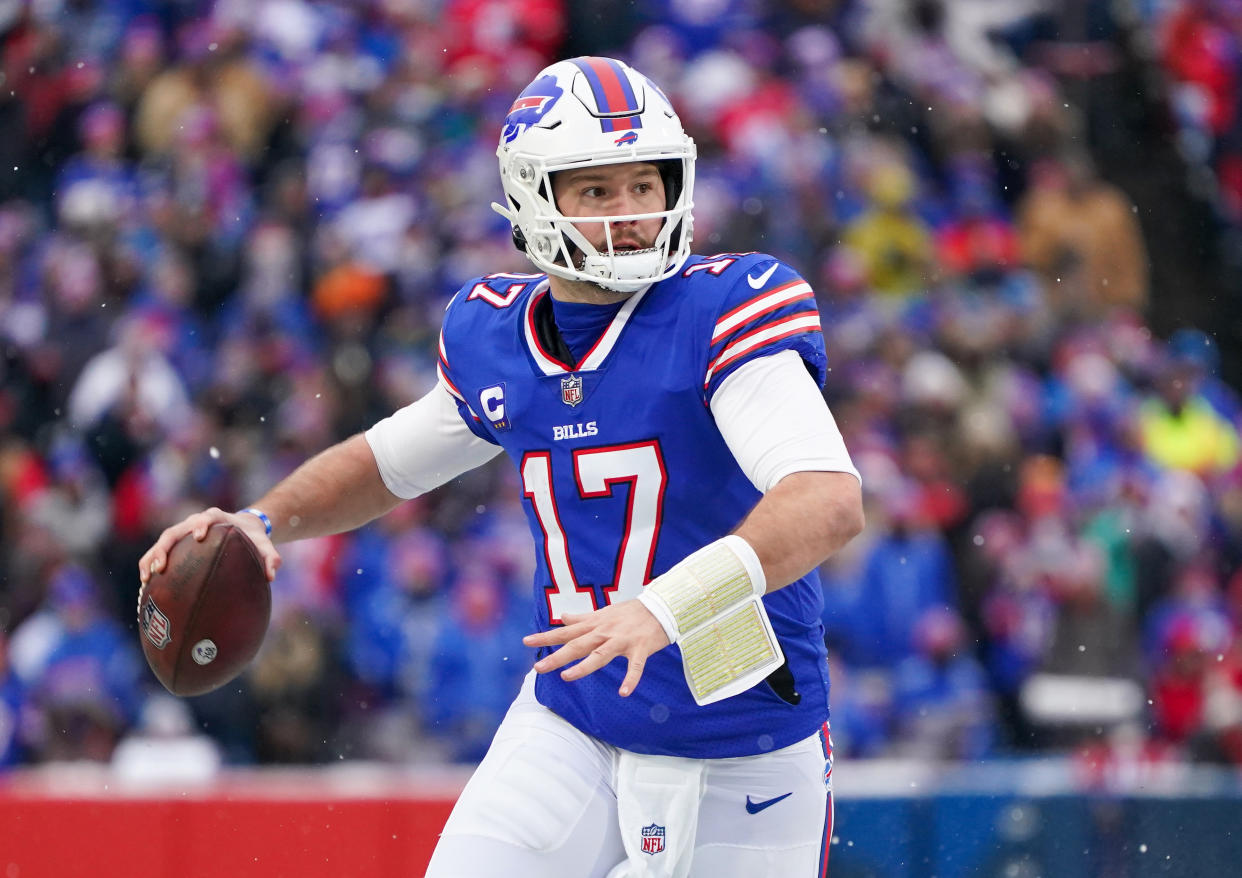 The Bills rely on Josh Allen, quarterback of the NFL's most pass-heavy offense. (Photo by Kevin Hoffman/Getty Images)