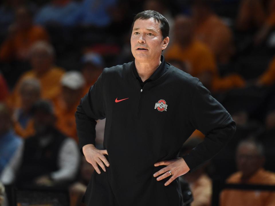 Ohio State basketball coach Kevin McGuff during the NCAA college basketball game against Tennessee on Sunday, December 3, 2023 in Knoxville, Tenn.