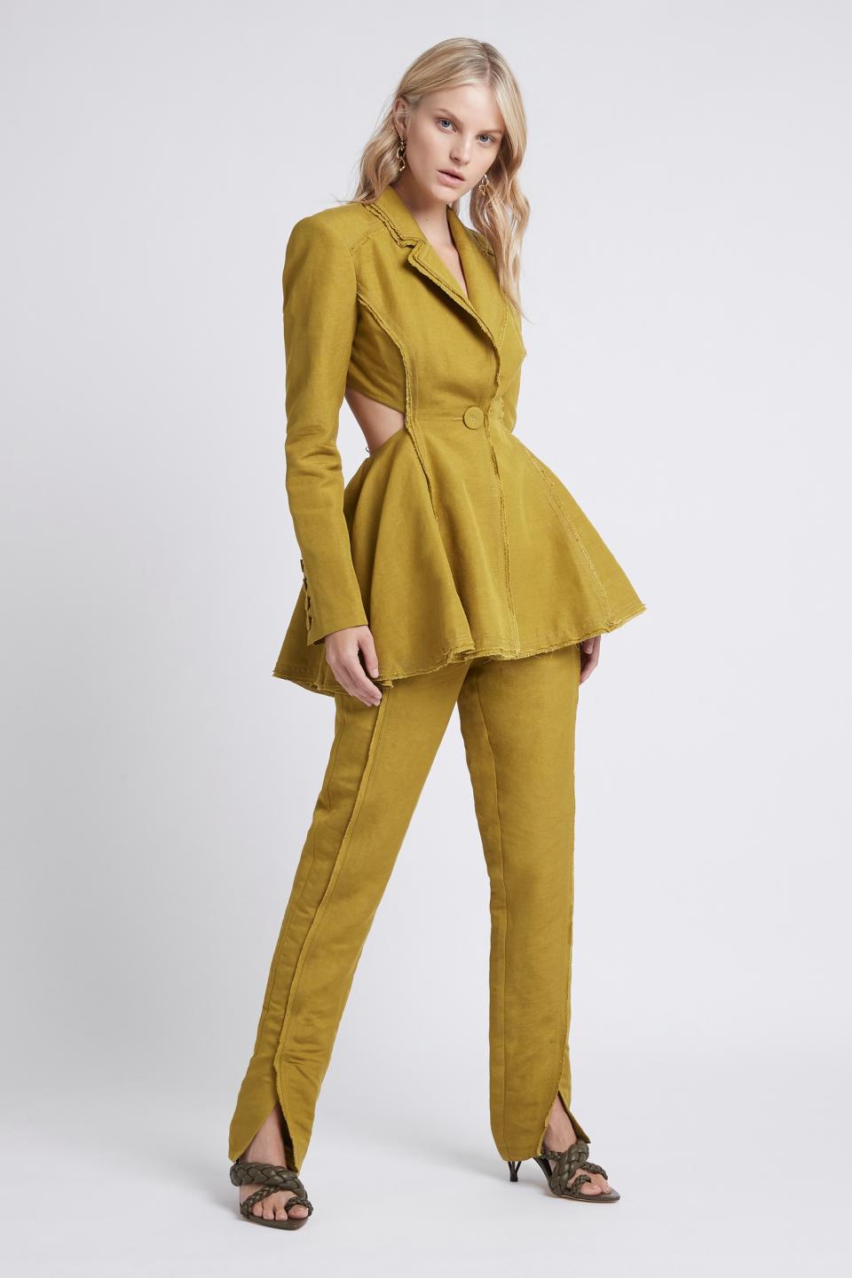 Martino Cut Out Jacket Dress, $475, and matching tapered leg pant