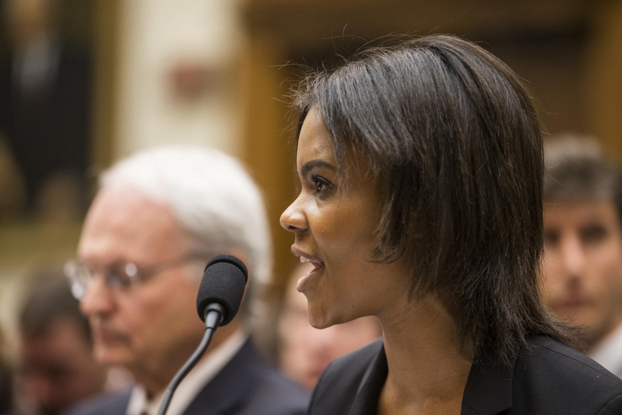 Candace Owens of Turning Point USA testifies during a House Judiciary Committee hearing discussing hate crimes and the rise of white nationalism. (Photo: Zach Gibson/Getty Images)