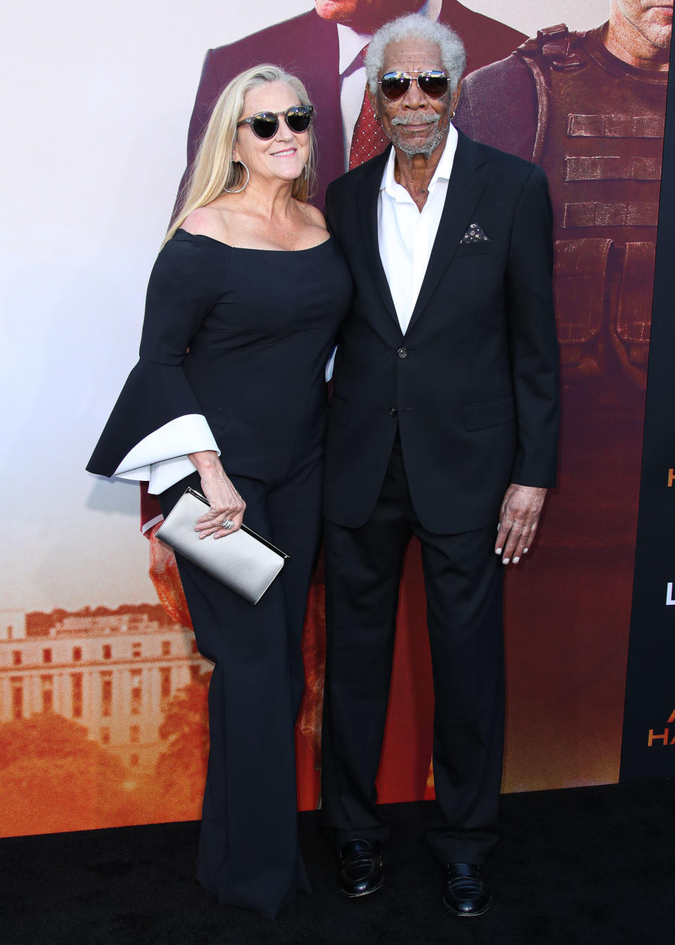 WESTWOOD, LOS ANGELES, CALIFORNIA, USA - AUGUST 20: Producer Lori McCreary and actor Morgan Freeman arrive at the Los Angeles Premiere Of Lionsgate's 'Angel Has Fallen' held at the Regency Village Theatre on August 20, 2019 in Westwood, Los Angeles, California, United States. (Photo by Xavier Collin/Image Press Agency/Sipa USA)