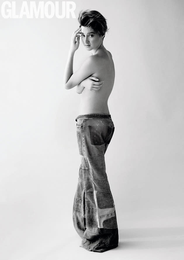 Shailene Woodley topless for Glamour UK