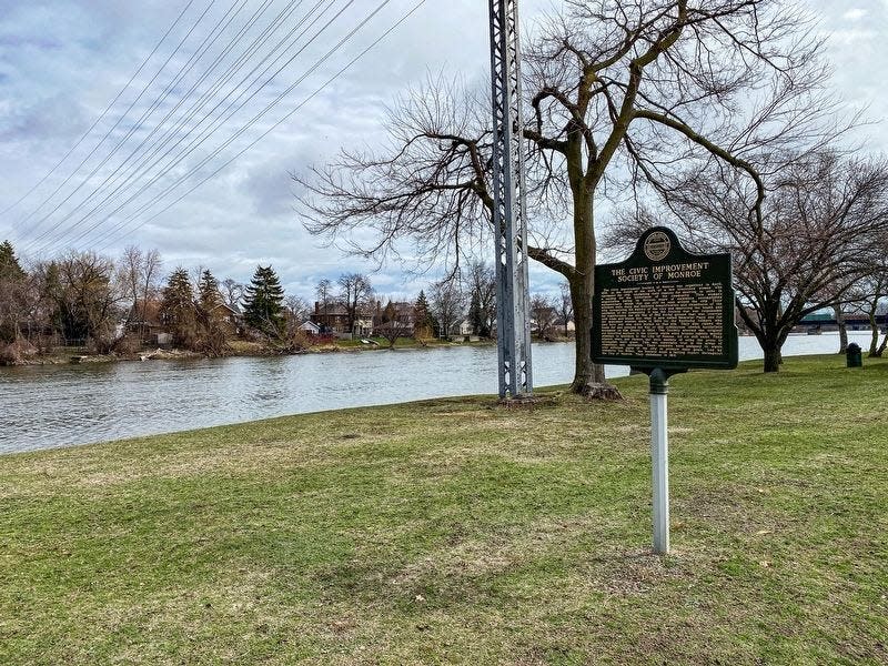 The Civic Improvement Society’s Michigan Historical Marker at Soldiers and Sailors Park in Monroe. The Civic Improvement Society existed from 1901 to 1914 and was led by women to beautify Monroe, clean up garbage, purify water and preserve Monroe history.