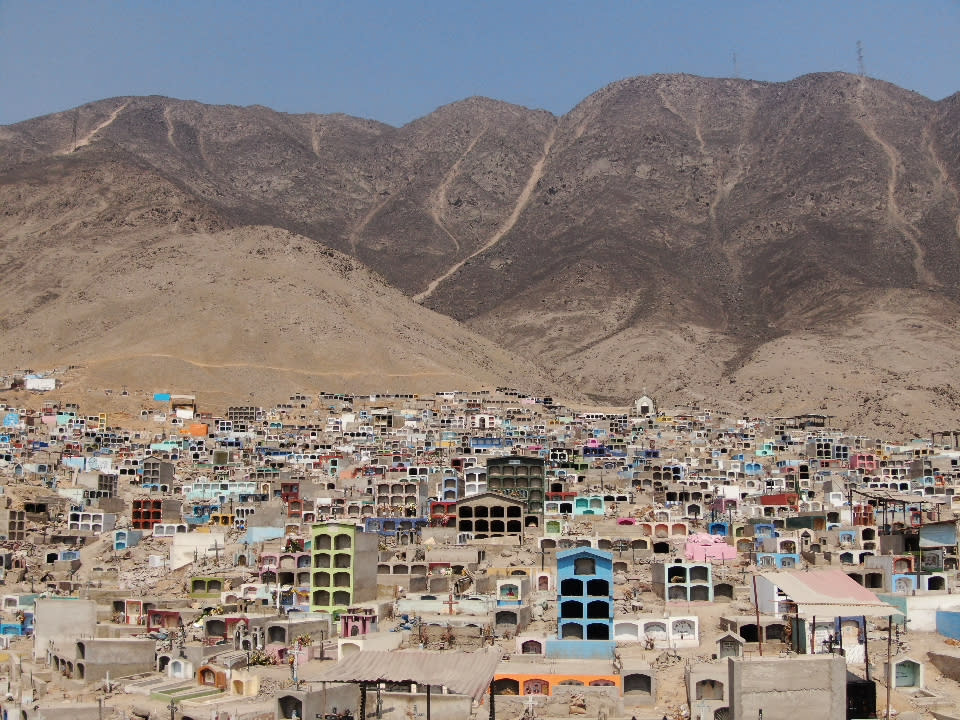 An aerial view of a cemetery in Peru.