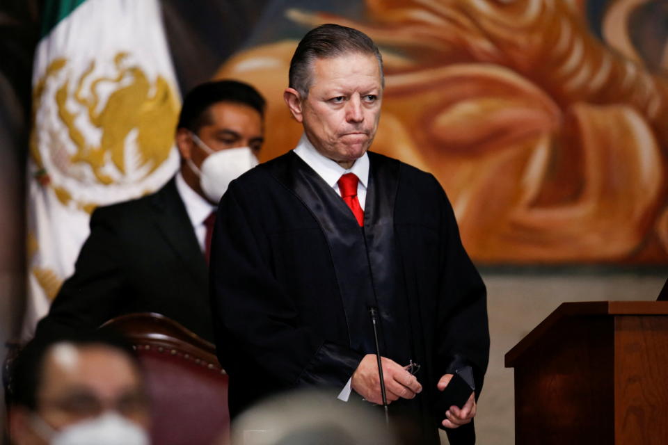 Arturo Zaldívar durante una sesión en la Corte en diciembre de 2021. (REUTERS/Gustavo Graf)