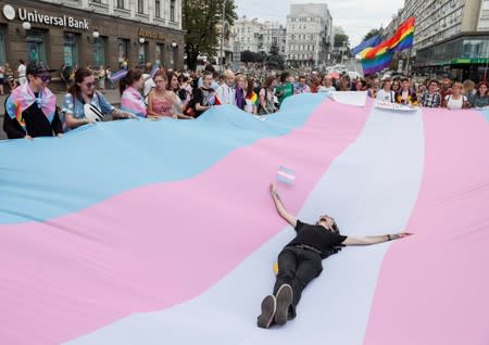 Participants take part at the Equality March, organized by the LGBT community in Kiev