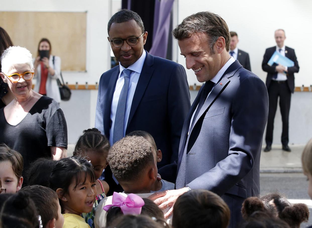 Pap Ndiaye et Emmanuel Macron à Marseille, jeudi 2 juin 2022 - SEBASTIEN NOGIER / POOL / AFP