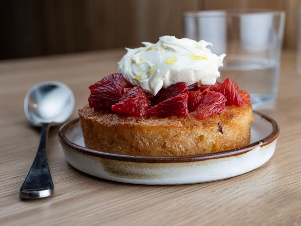 The blood orange and black olive portokalopita (Daniel Hambury/Stella Pictures Ltd)