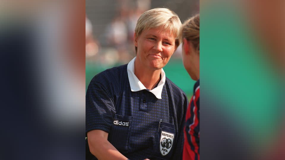 Ingrid Jonsson, a lineswoman in the 1991 World Cup final, was the first female official chosen to referee a final. - Matthew Ashton/EMPICS/PA Images/Getty Images