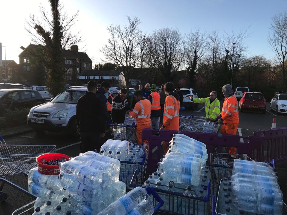 Some bottles being handed out by Anglian Water