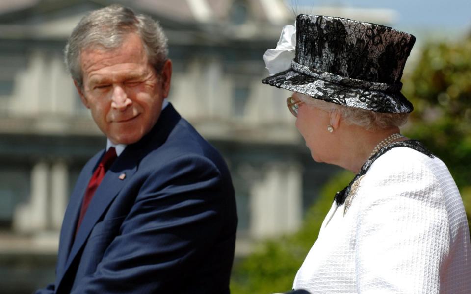 George Bush winks at the Queen - Fiona Hanson/PA Wire