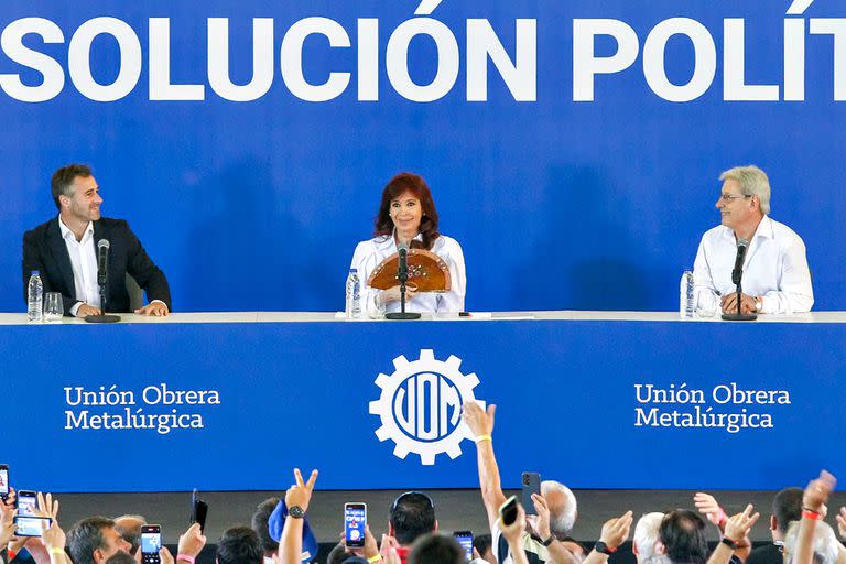 Hace dos semanas, Cristina Kirchner durante el acto de la UOM