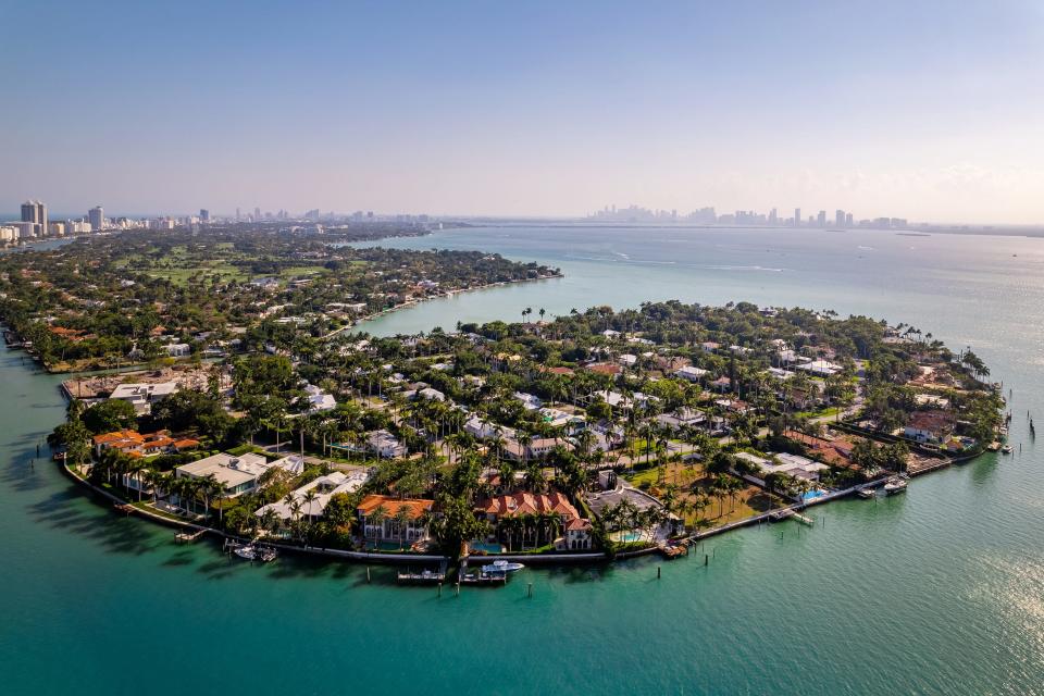 an island on which is located the most expensive home currently for sale in Florida, 18 La Gorce Circle in Miami Beach