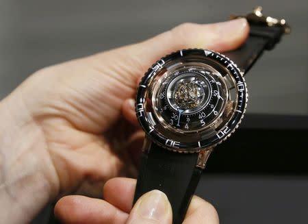 The HM7 Aquapod Tourbillon Diving-Style Watch by MB&F is pictured at the Salon International de la Haute Horlogerie (SIHH) watch fair in Geneva, Switzerland, January 17, 2017. REUTERS/Pierre Albouy